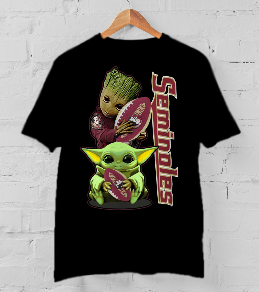 Seminoles Baby Alien And Tree Hero Holding Football T-Shirt