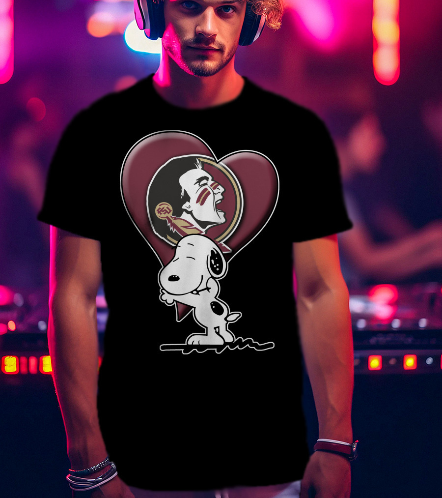 Snp V1 Florida State Seminoles Snoopy Heart T-Shirt