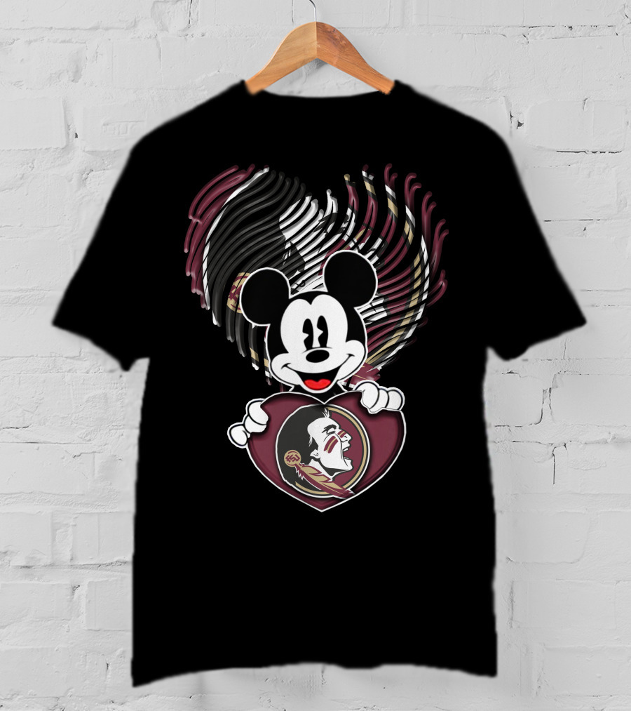 Mickey Mouse Florida State Seminoles Heart T-Shirt