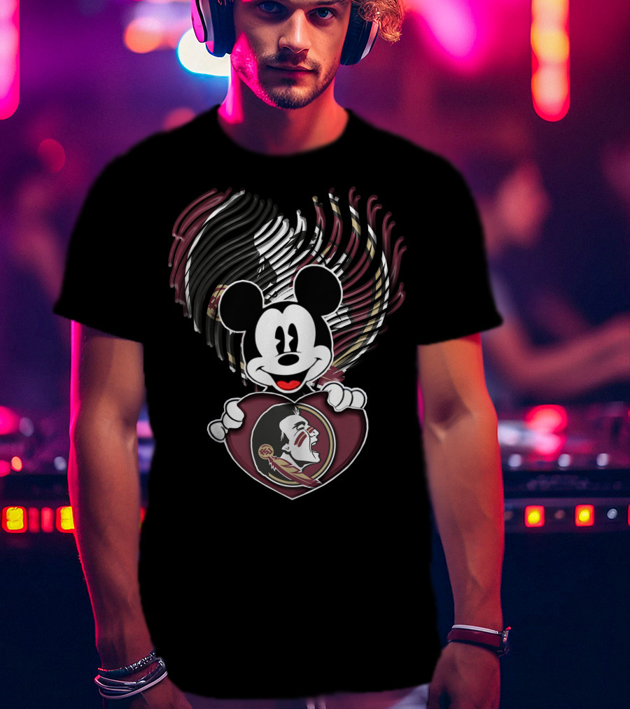 Mickey Mouse Florida State Seminoles Heart T-Shirt