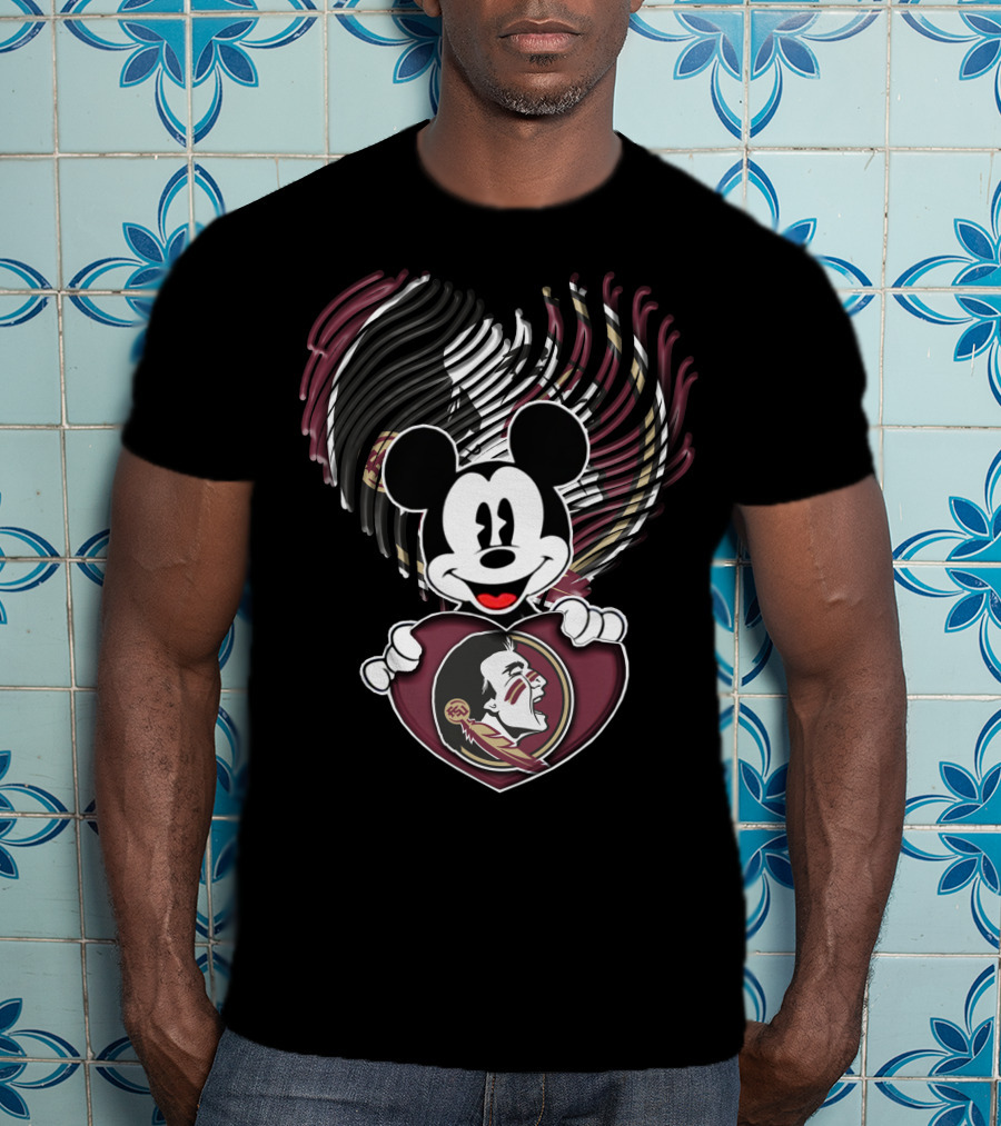 Mickey Mouse Florida State Seminoles Heart T-Shirt