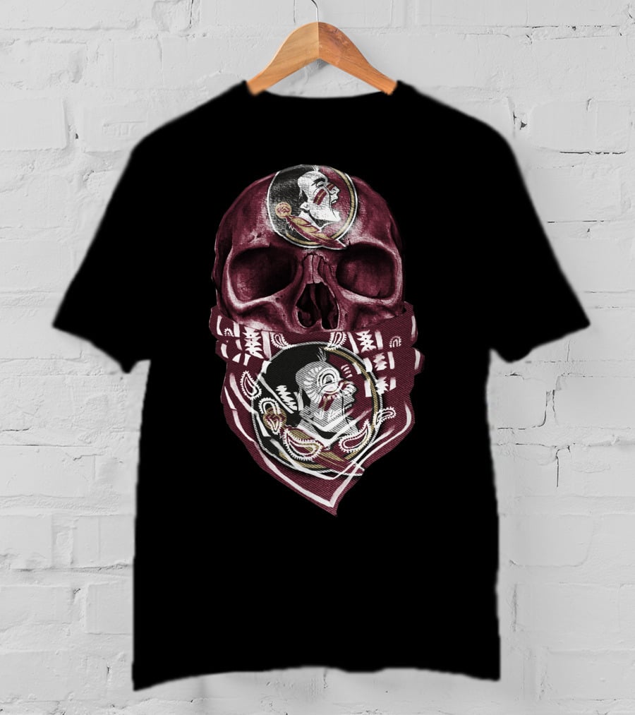 Skull With Florida State Seminoles Logo Bandana T-Shirt