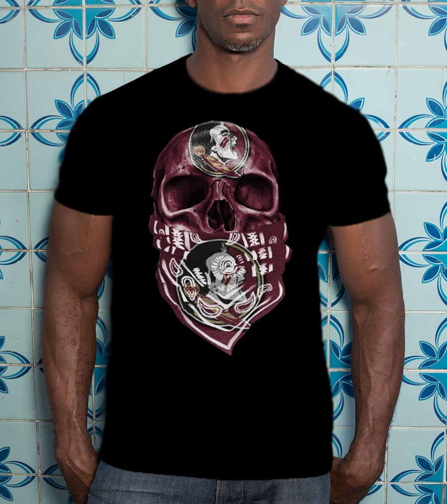 Skull With Florida State Seminoles Logo Bandana T-Shirt
