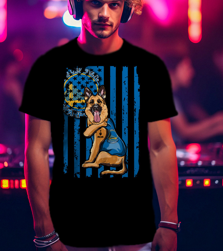 Golden State Warriors German Shepherd I Love Mom T-Shirt