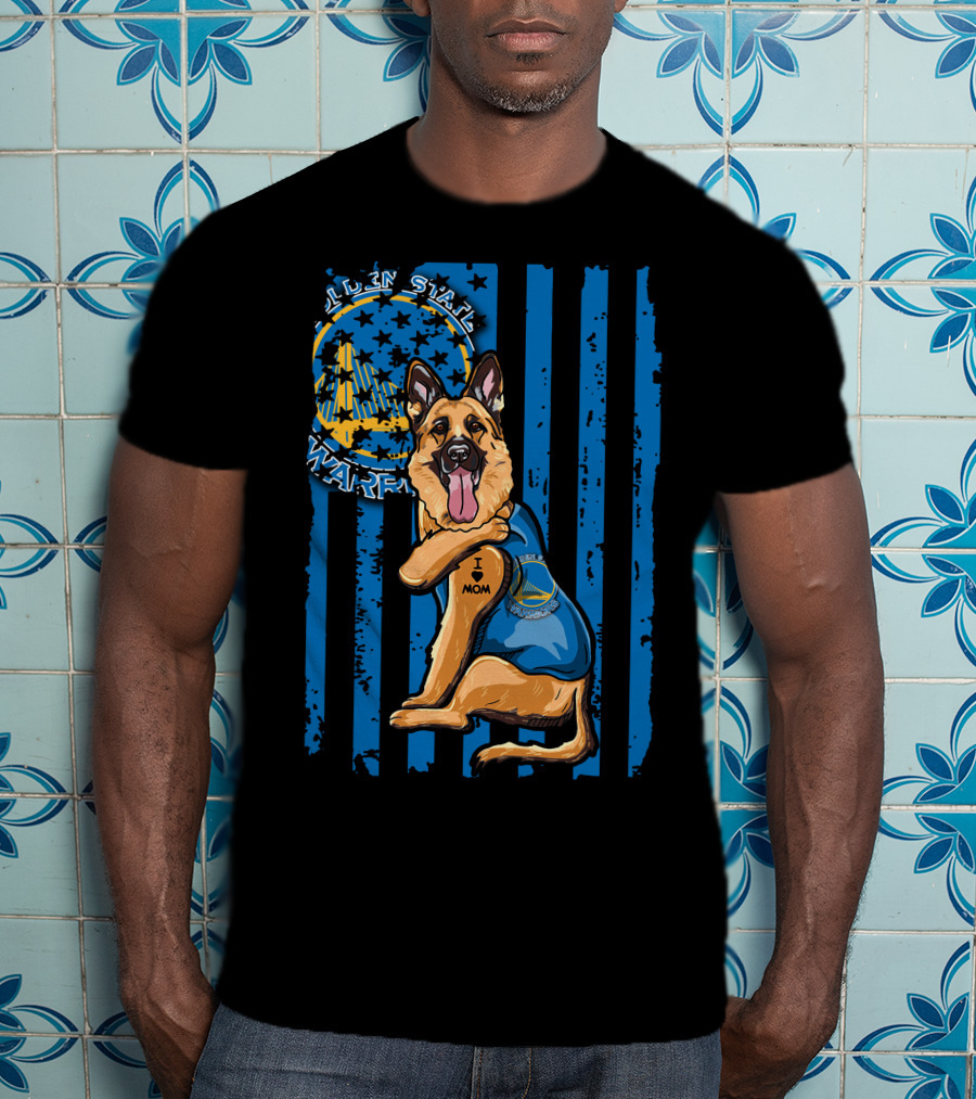 Golden State Warriors German Shepherd I Love Mom T-Shirt