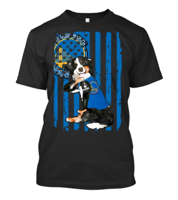Golden State Warriors Border Collie Fan I Love Mom T-Shirt