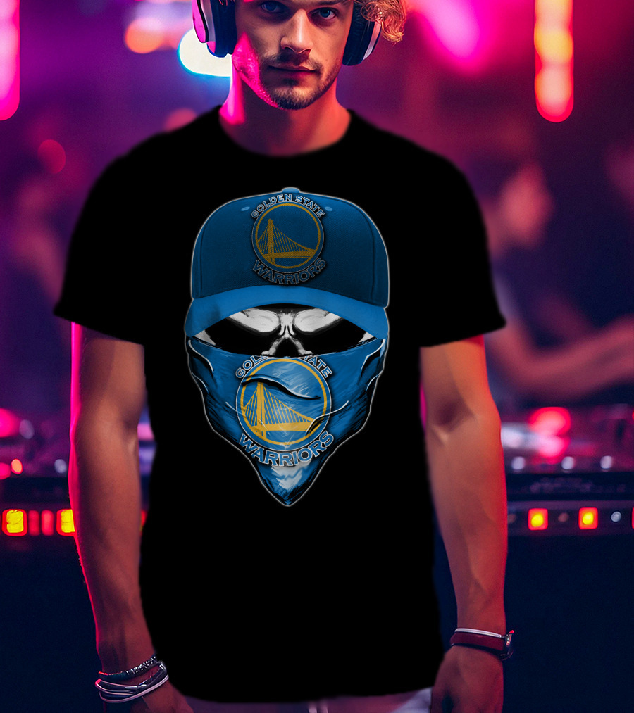 Golden State Warriors Skull V6 Bandana And Cap Combo T-Shirt