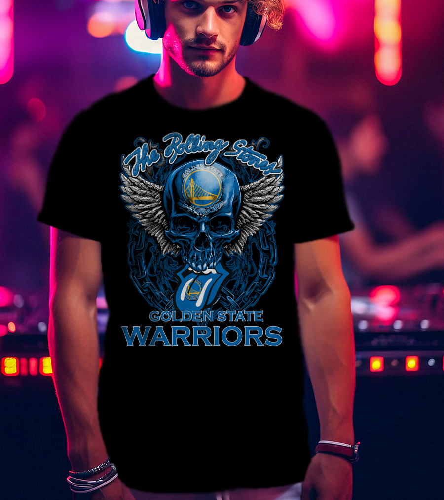 The Rolling Stones Golden State Warriors Skull And Tongue Logo Fusion T-Shirt
