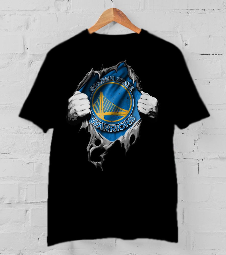 Golden State Warriors Torn V2 Rip Through T-Shirt