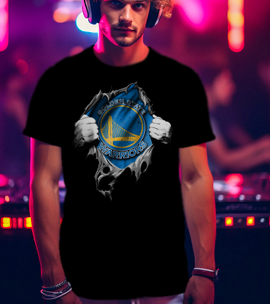 Golden State Warriors Torn V2 Rip Through T-Shirt