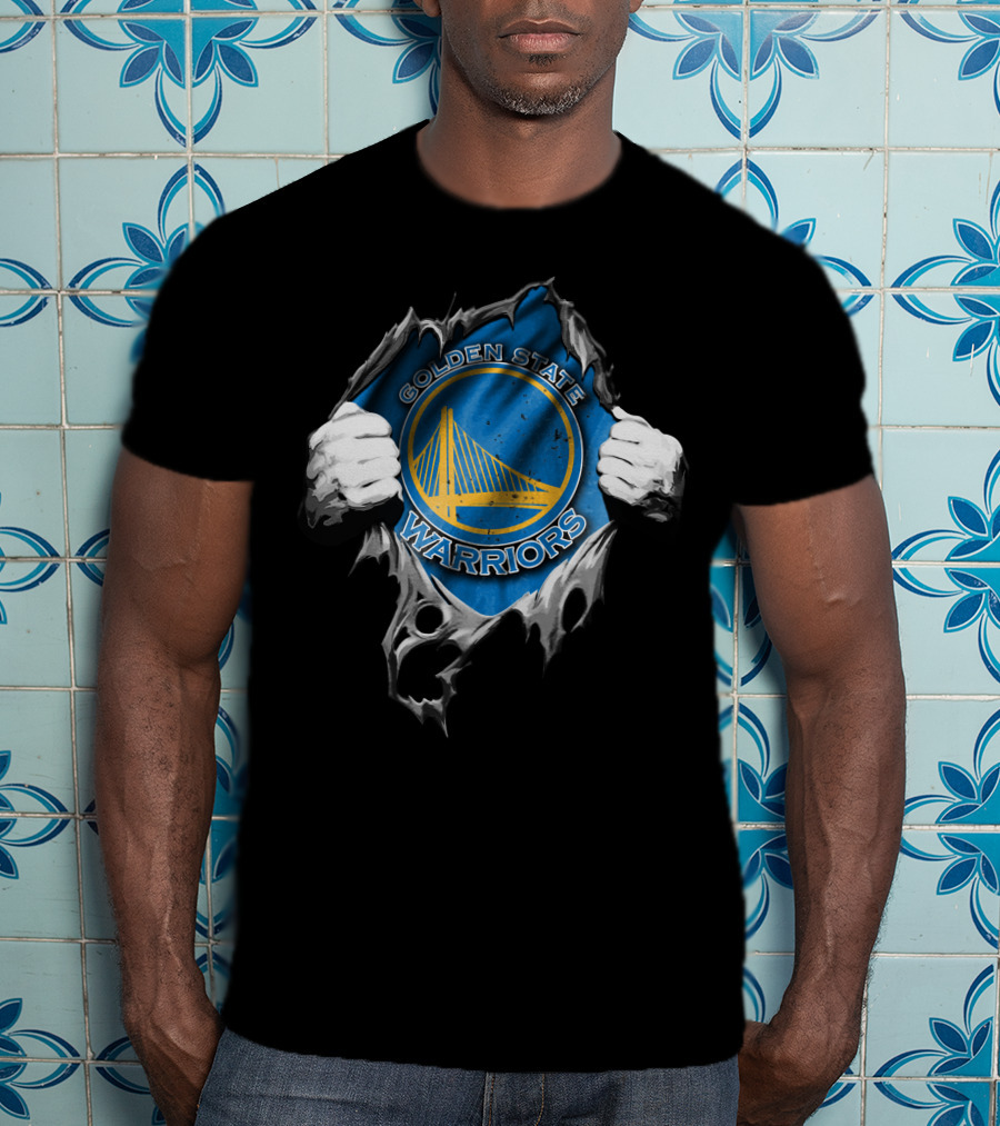 Golden State Warriors Torn V2 Rip Through T-Shirt