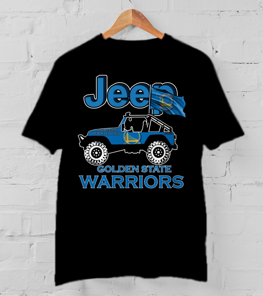 Jeep Golden State Warriors Team Logo Blue Flag Wrangler T-Shirt
