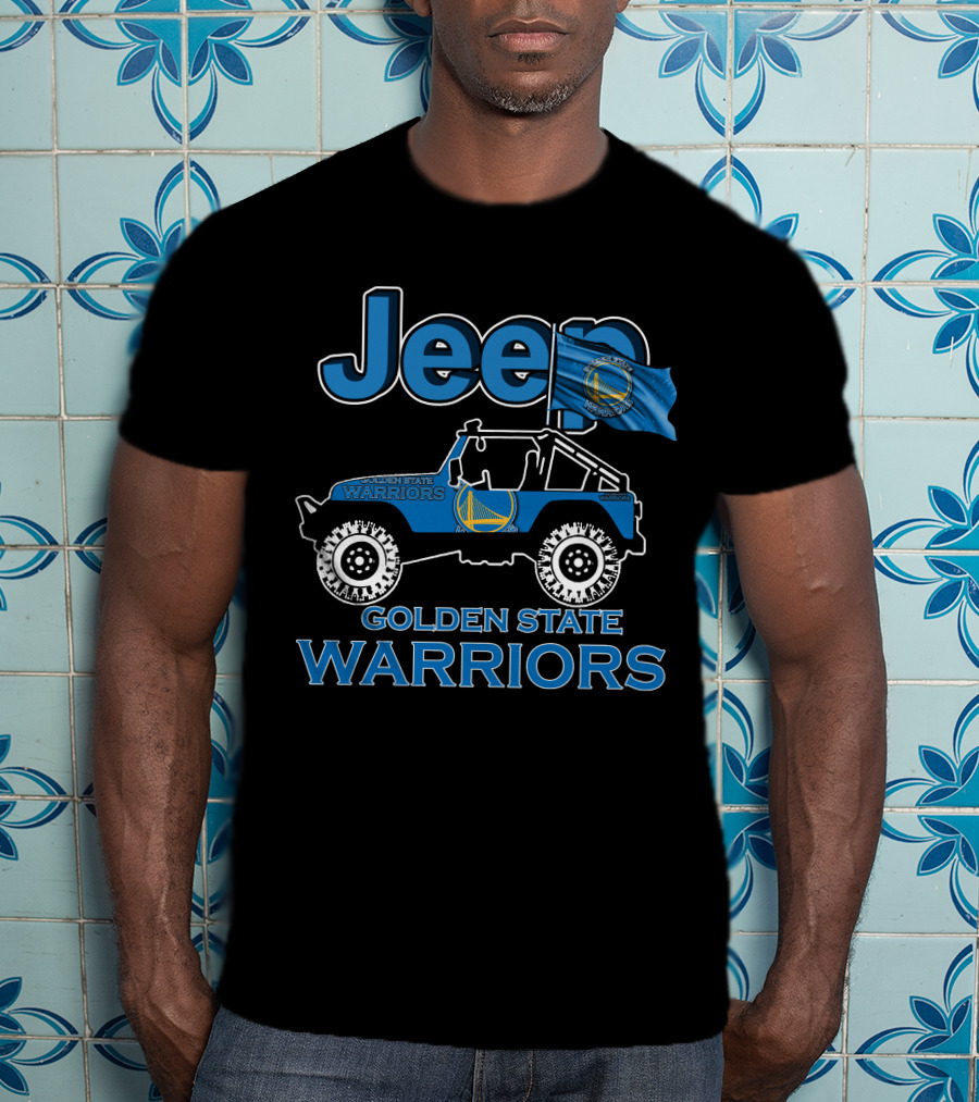 Jeep Golden State Warriors Team Logo Blue Flag Wrangler T-Shirt