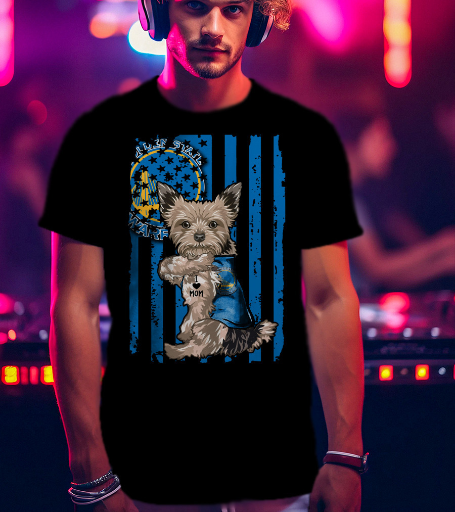 Golden State Warriors Yorkshire Terrier I Love Mom T-Shirt