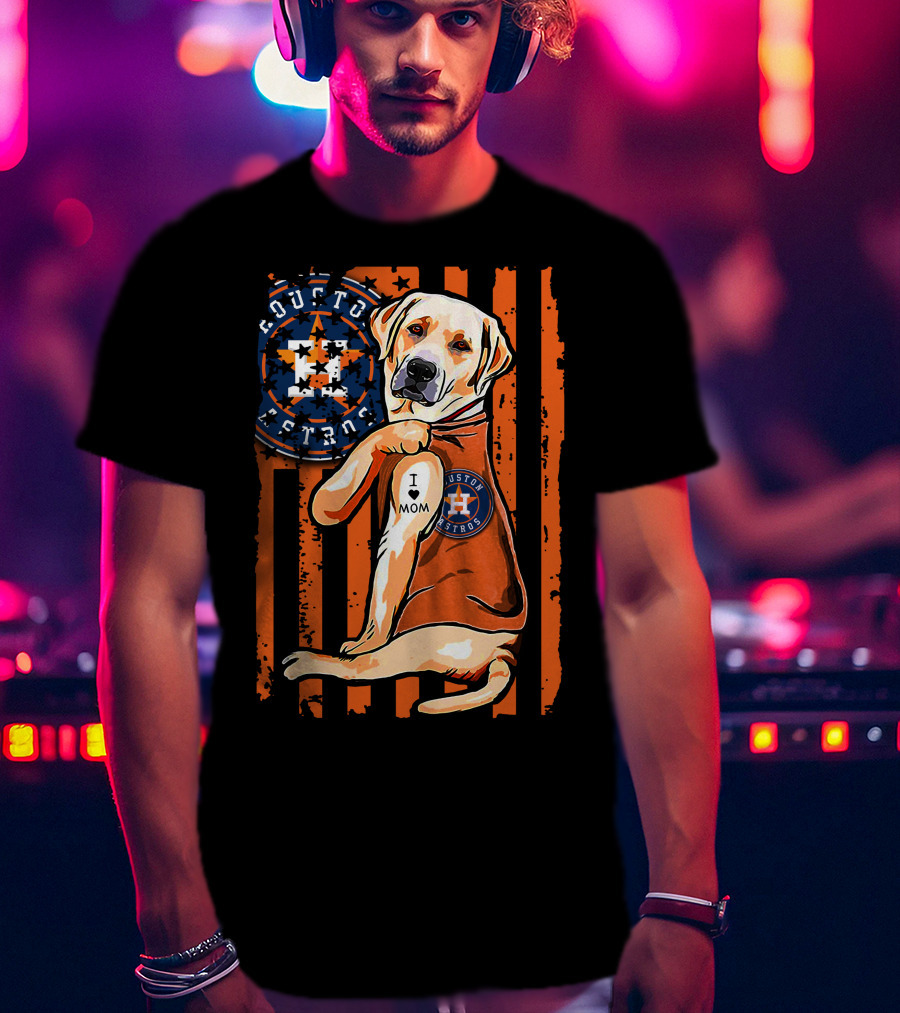 Labrador Retriever I Love Mom Houston Astros T-Shirt