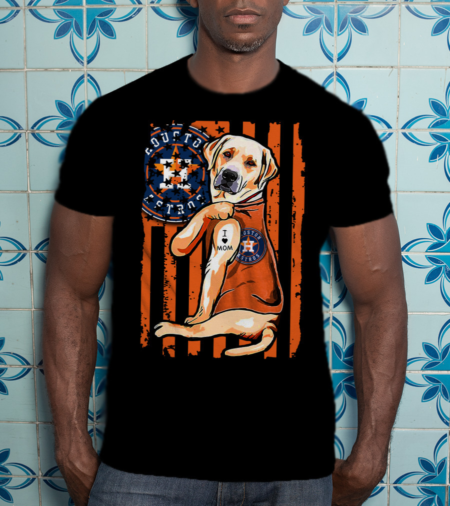 Labrador Retriever I Love Mom Houston Astros T-Shirt