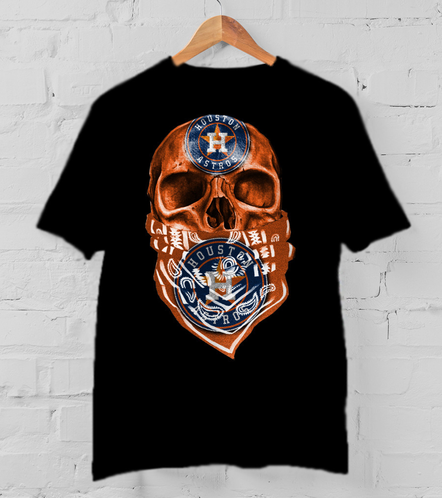 Houston Astros Skull Bandana Emblem T-Shirt