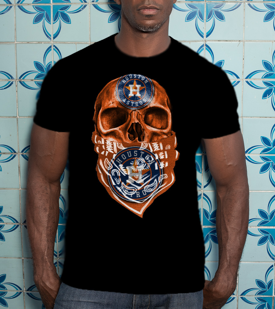Houston Astros Skull Bandana Emblem T-Shirt