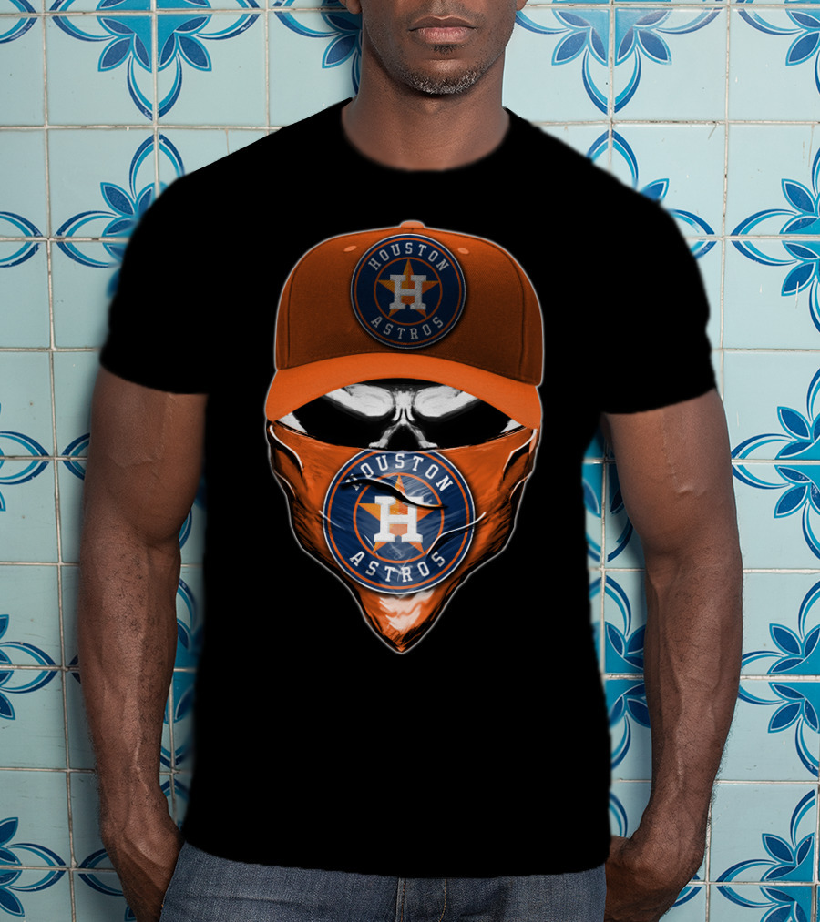 Houston Astros Skull Cap With Logo Bandana T-Shirt
