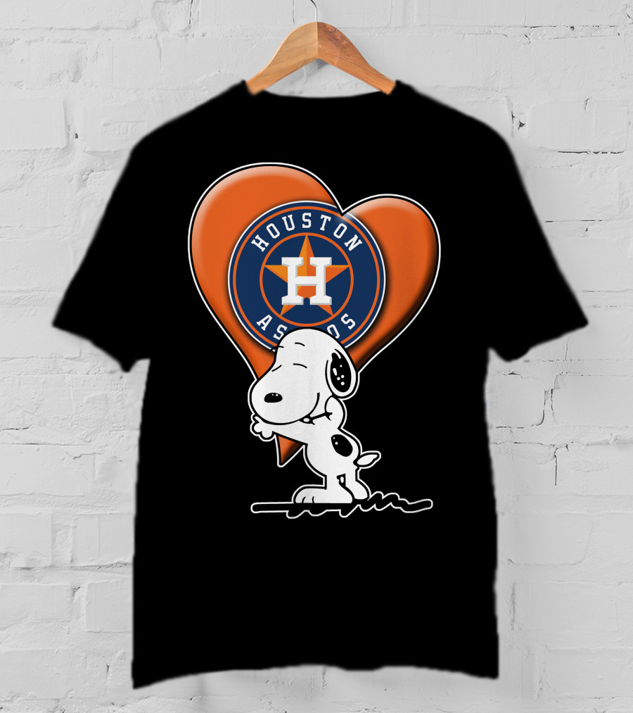 Snoopy Hugging Houston Astros Heart T-Shirt