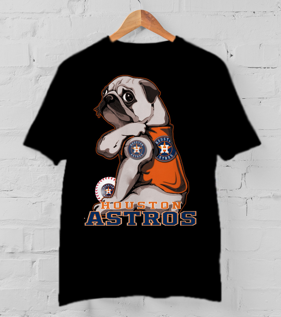 Houston Astros Pug Baseball Fan T-Shirt