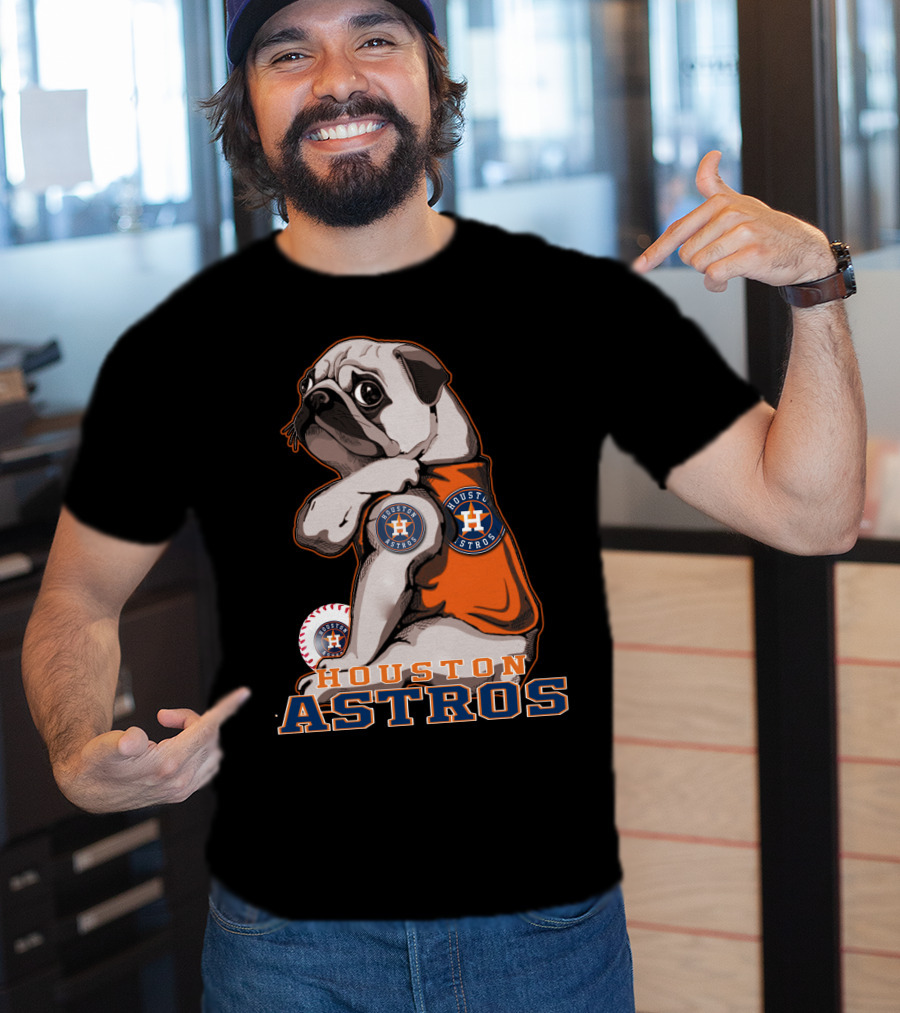Houston Astros Pug Baseball Fan T-Shirt