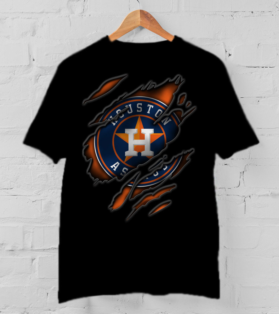 Torn Houston Astros Logo With Claw Marks T-Shirt