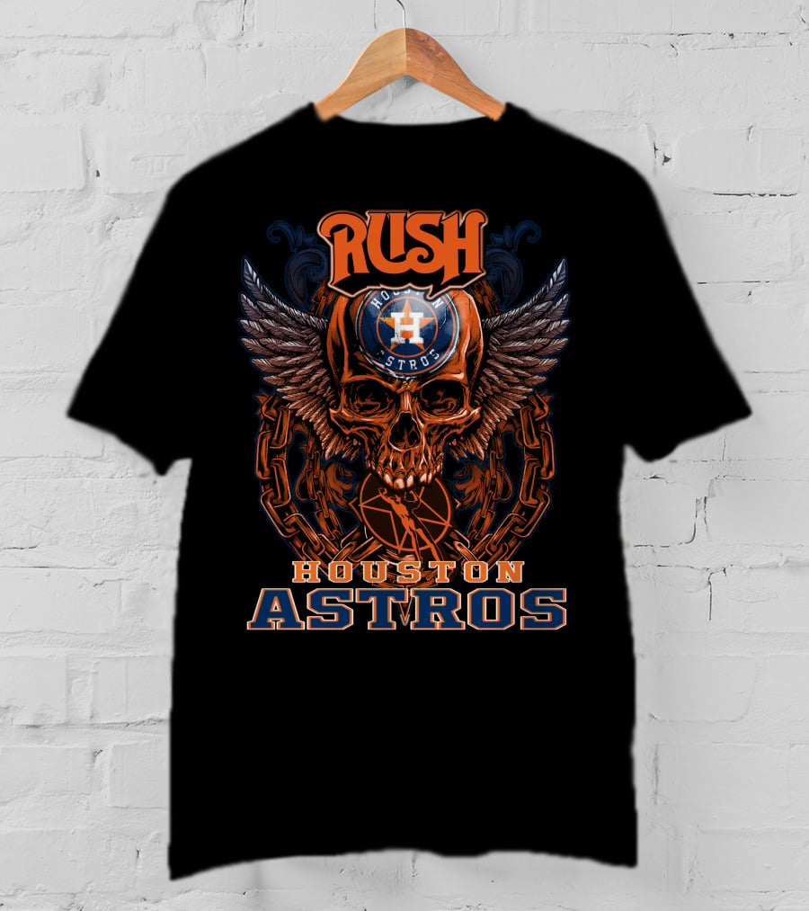 Rush Houston Astros Skull Wing Chain Baseball T-Shirt