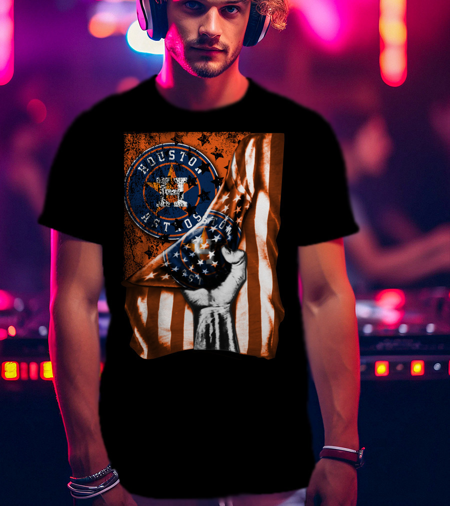 Houston Astros Vintage Flag Symbol With Bold Stars And Stripes T-Shirt