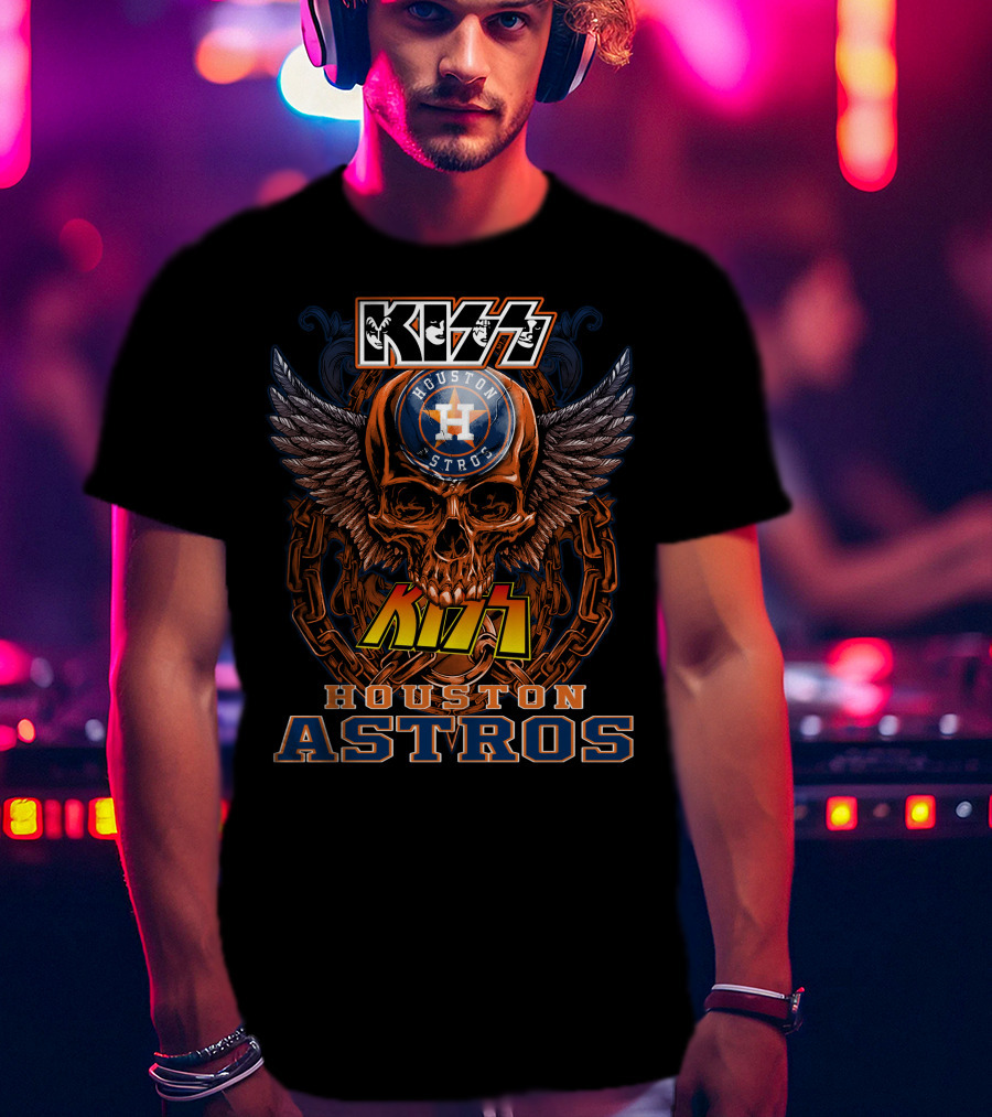 Kiss Houston Astros Skull Wings T-Shirt