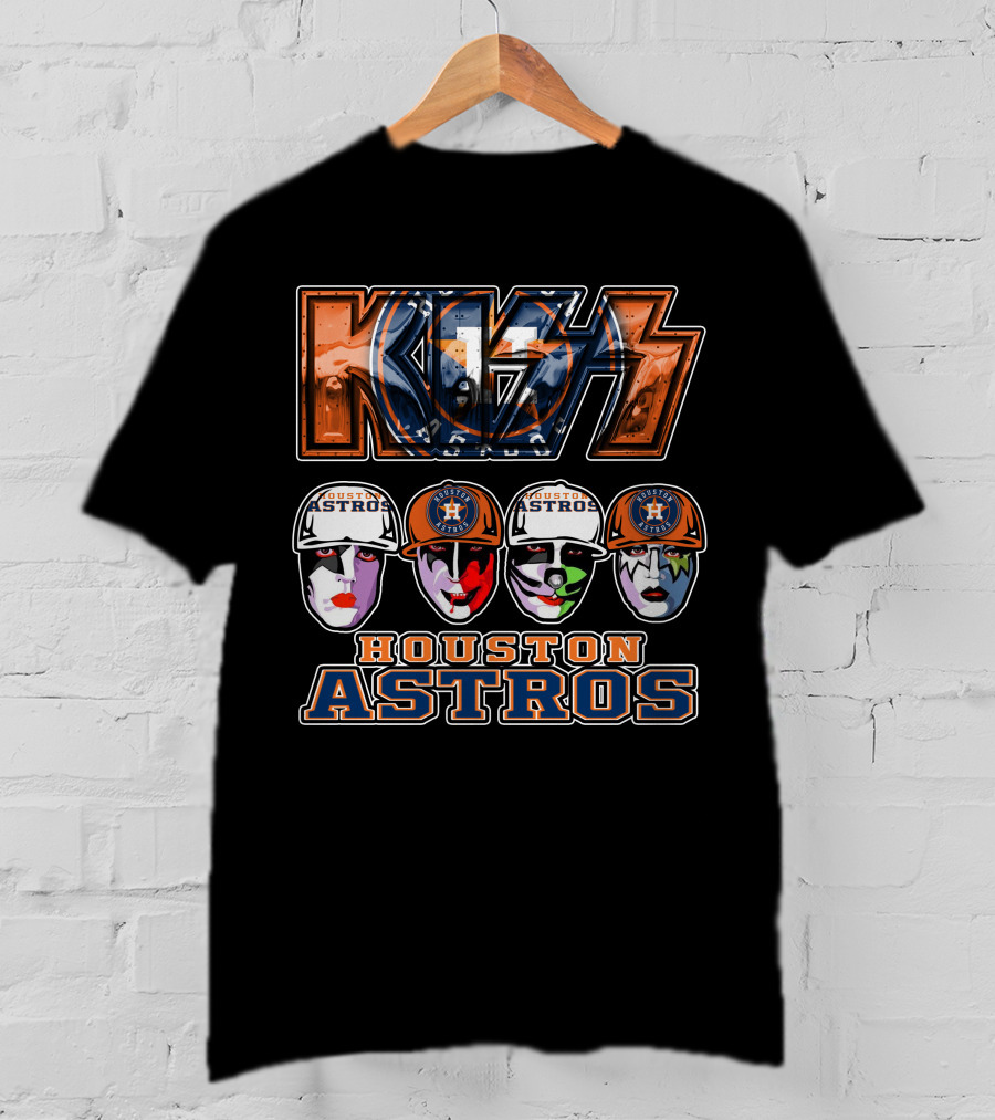 Kiss Houston Astros Rock Band Collaboration With Iconic Face Paint And Logos T-Shirt