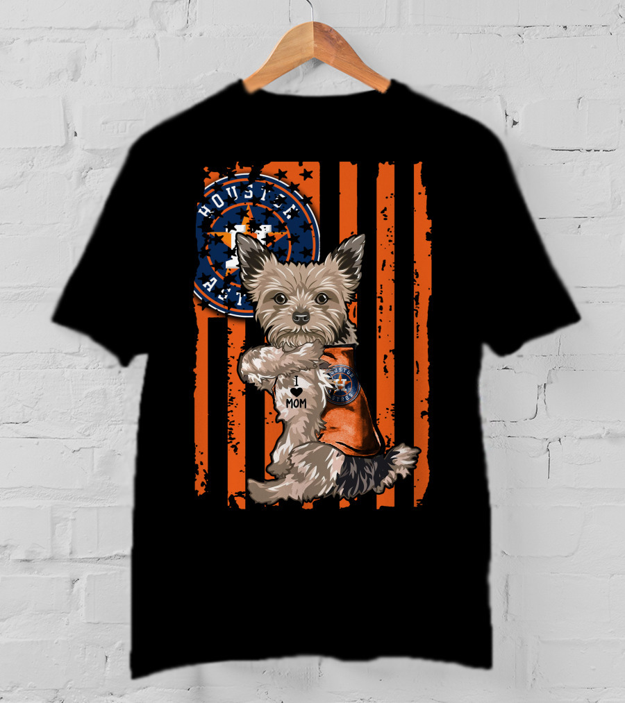 Houston Astros Yorkshire Terrier Fan 'I Love Mom' T-Shirt