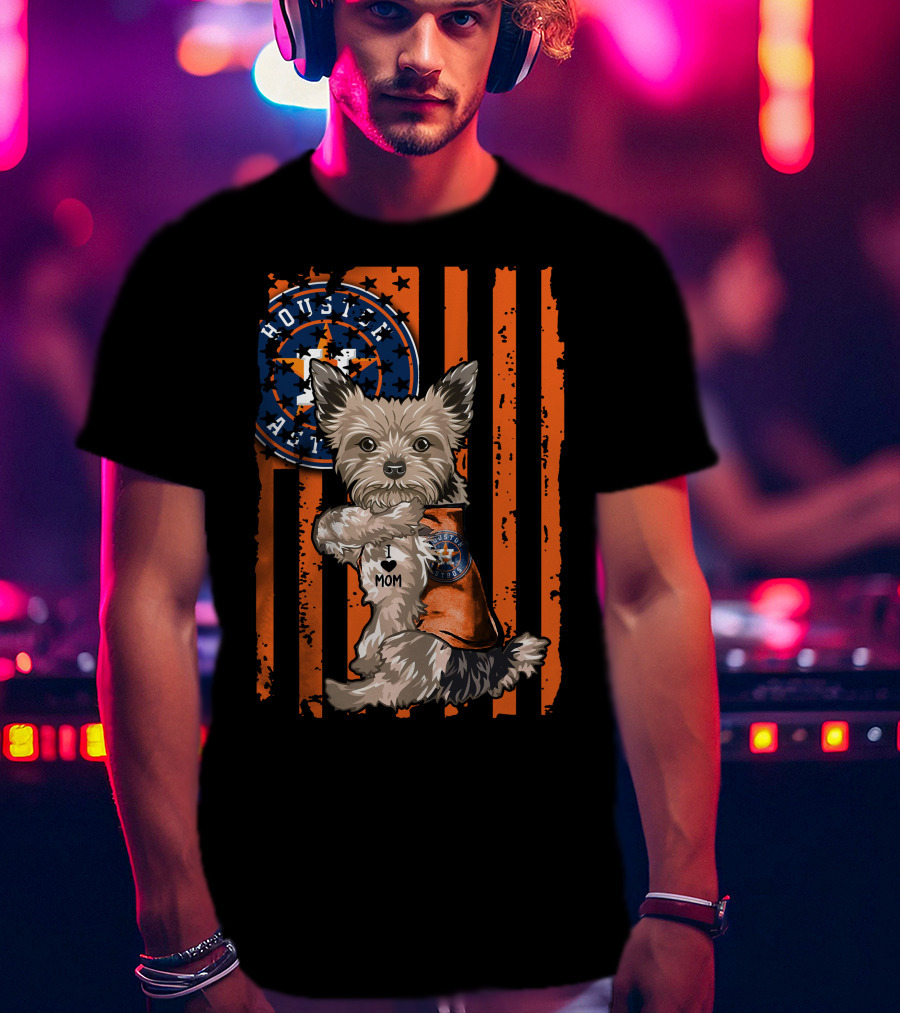 Houston Astros Yorkshire Terrier Fan 'I Love Mom' T-Shirt