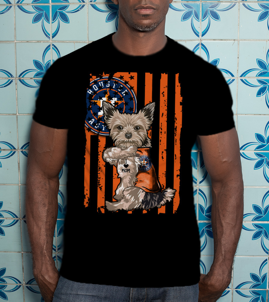 Houston Astros Yorkshire Terrier Fan 'I Love Mom' T-Shirt