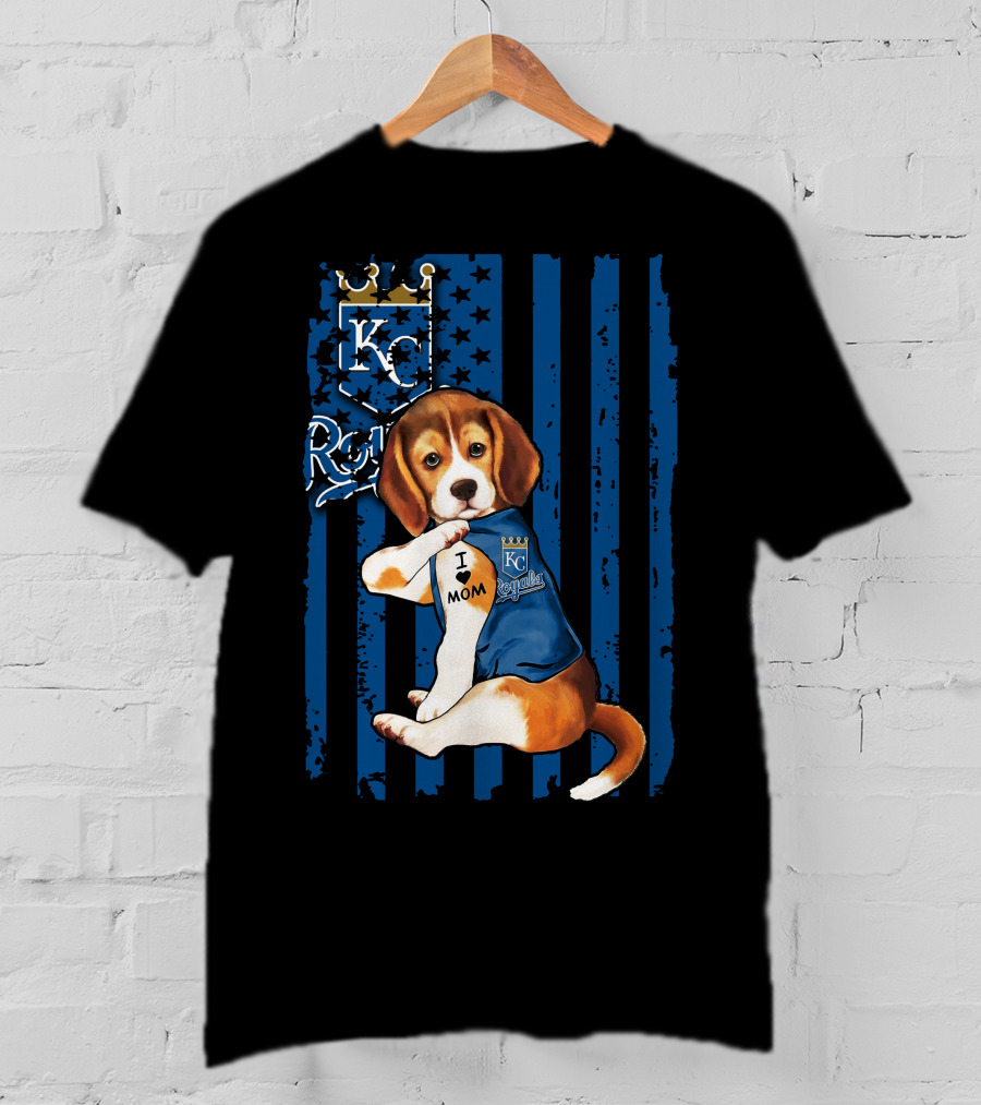 KC Royals Beagle I Love Mom T-Shirt