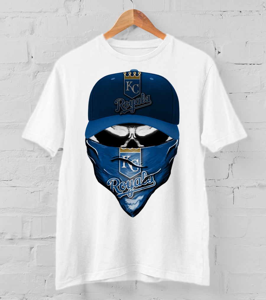 KC Royals Skull Mask Blue Cap T-Shirt