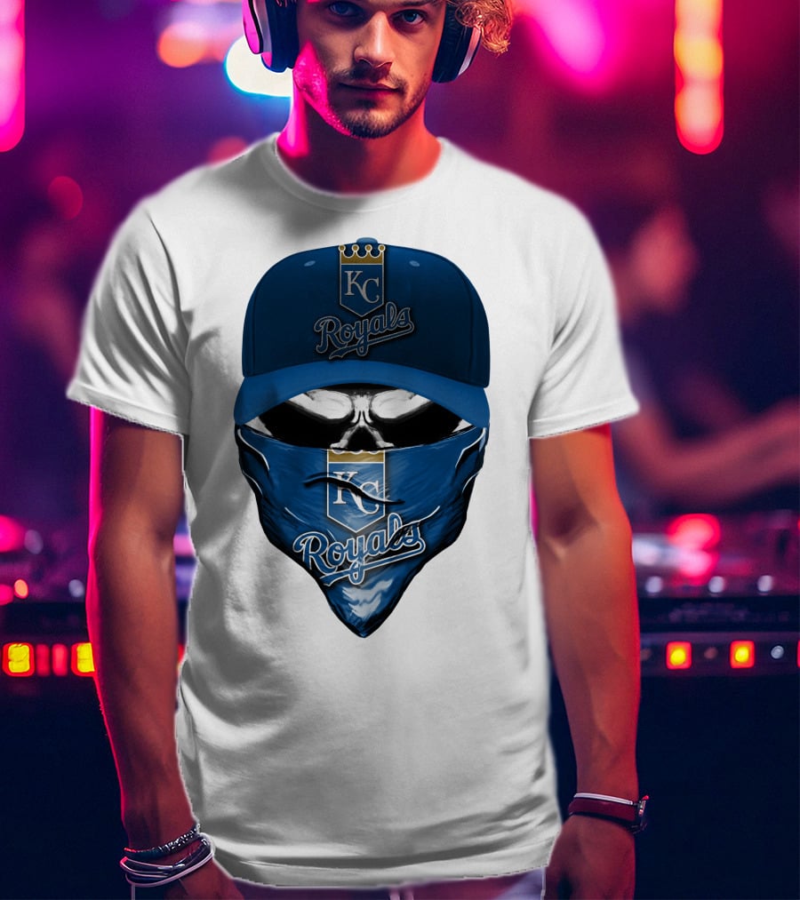KC Royals Skull Mask Blue Cap T-Shirt