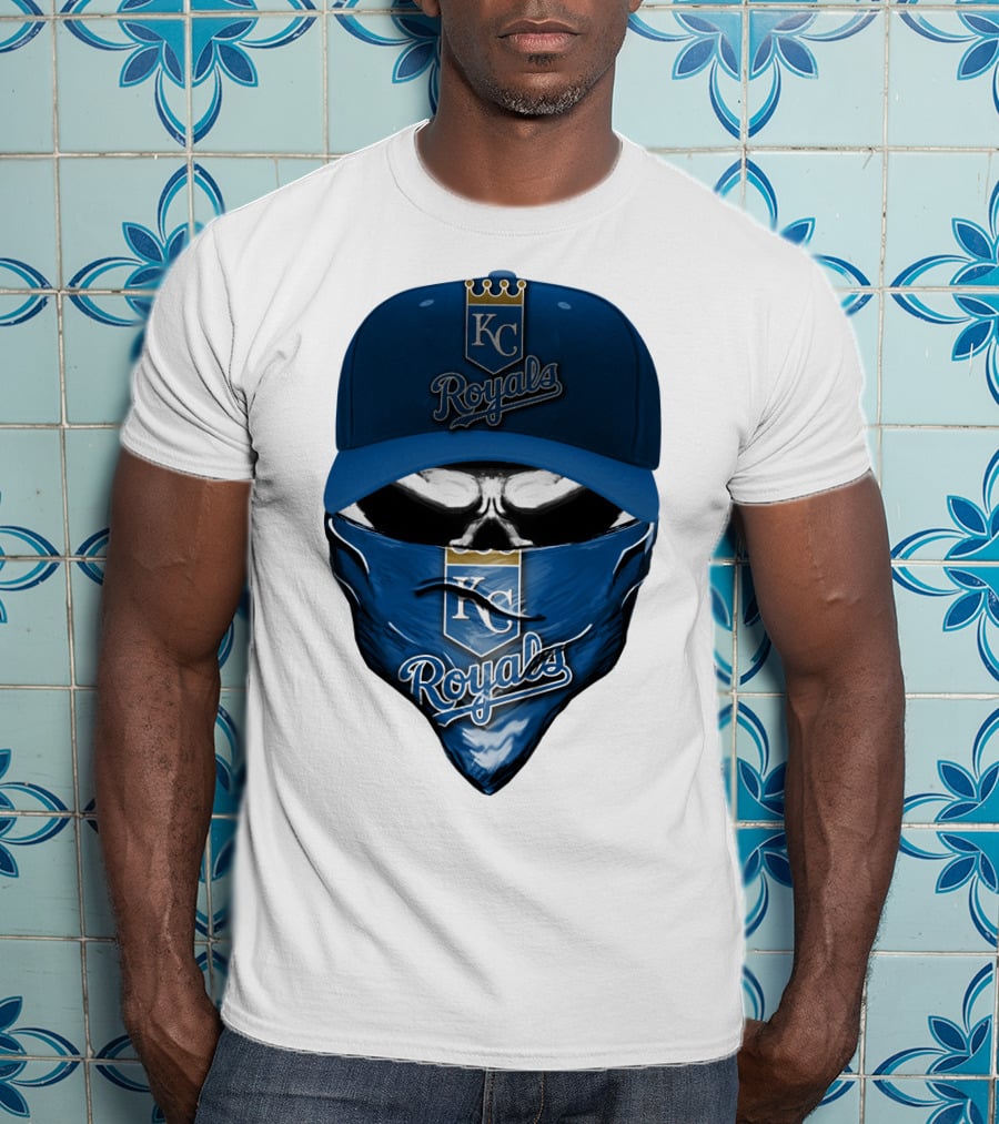 KC Royals Skull Mask Blue Cap T-Shirt