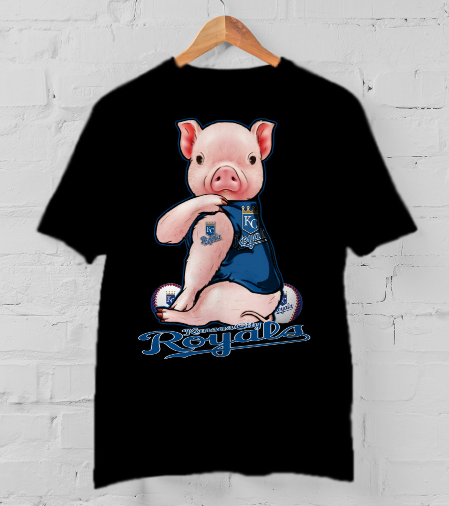 Kansas City Royals Pig With Baseball Accents T-Shirt