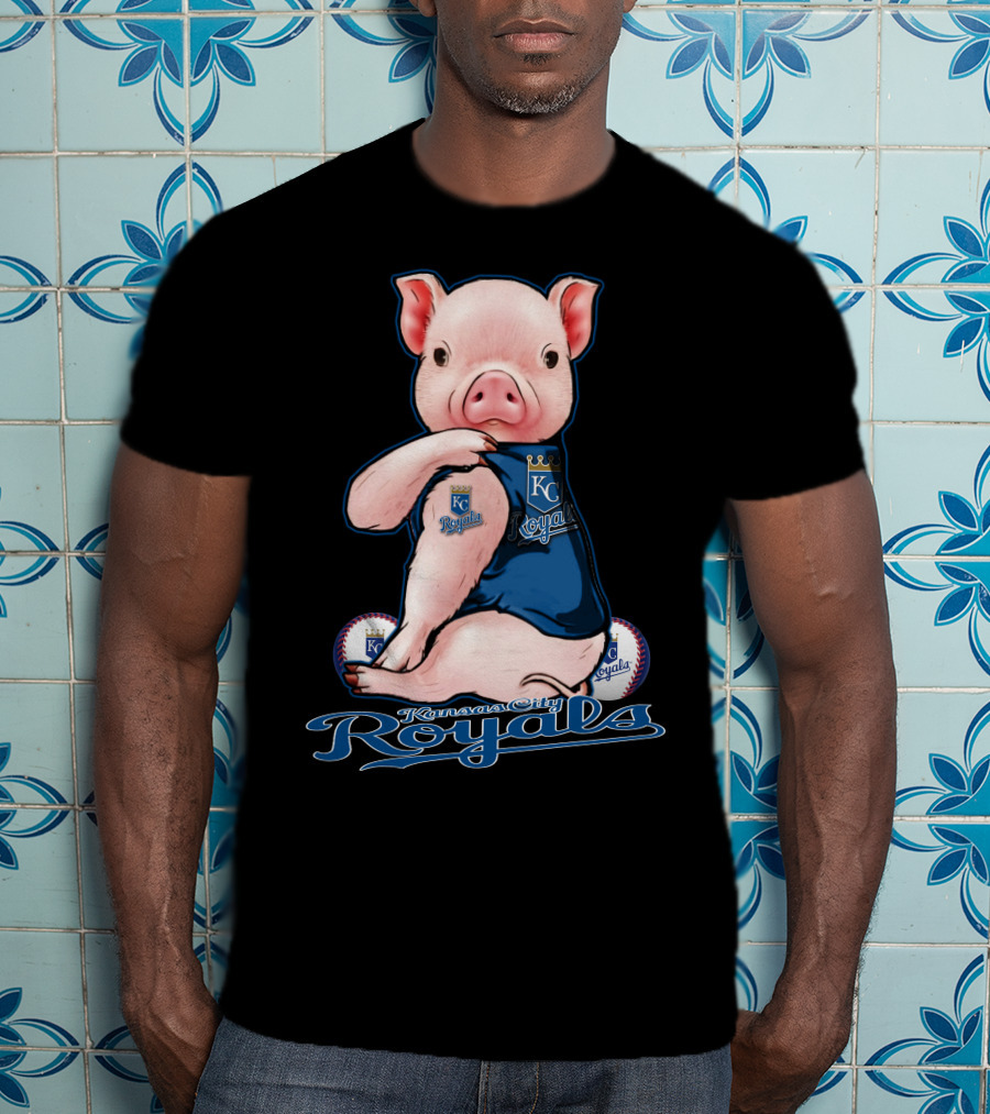 Kansas City Royals Pig With Baseball Accents T-Shirt