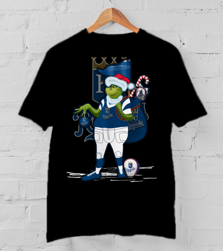 Grinchxmas Kansas City Royals Christmas Baseball T-Shirt