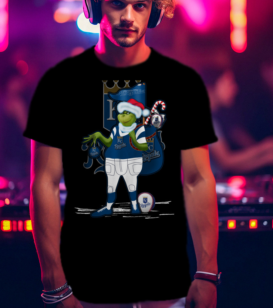 Grinchxmas Kansas City Royals Christmas Baseball T-Shirt
