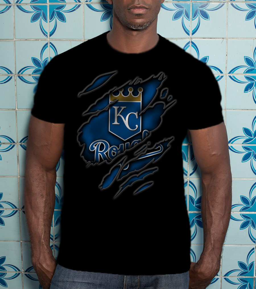 Torn KC Royals Blue Claw Marks T-Shirt