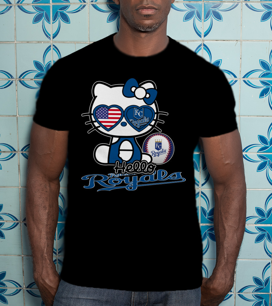 Hello Kitty Kansas City Royals USA Baseball T-Shirt