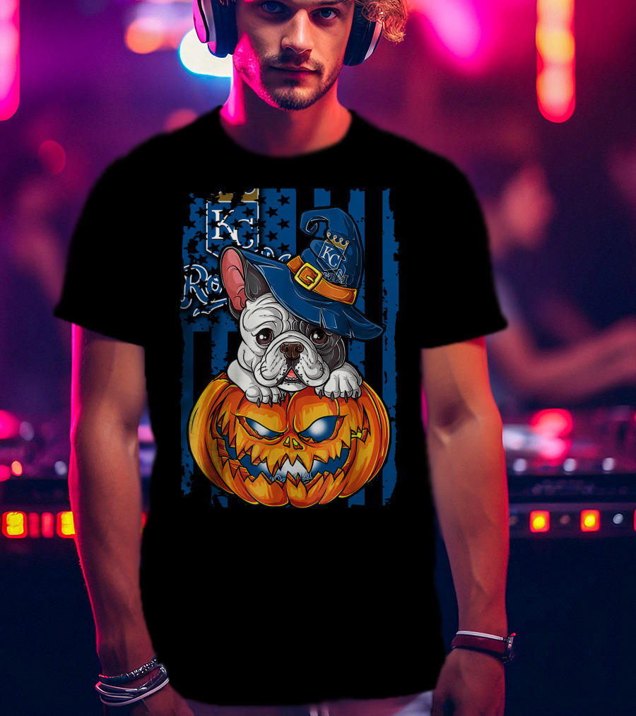 Hlw Bulldog KC Royals Halloween Pumpkin T-Shirt