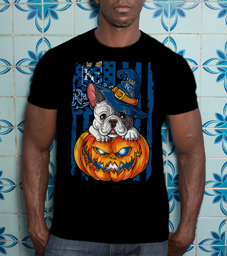 Hlw Bulldog KC Royals Halloween Pumpkin T-Shirt