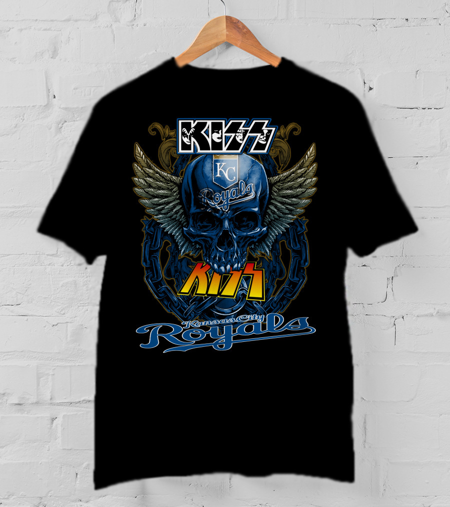 Kiss Kansas City Royals Skull Wings Chain T-Shirt