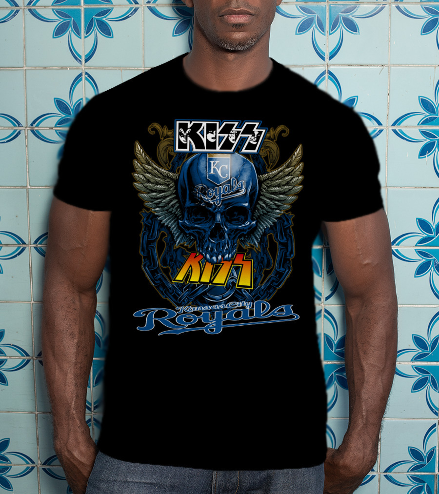 Kiss Kansas City Royals Skull Wings Chain T-Shirt