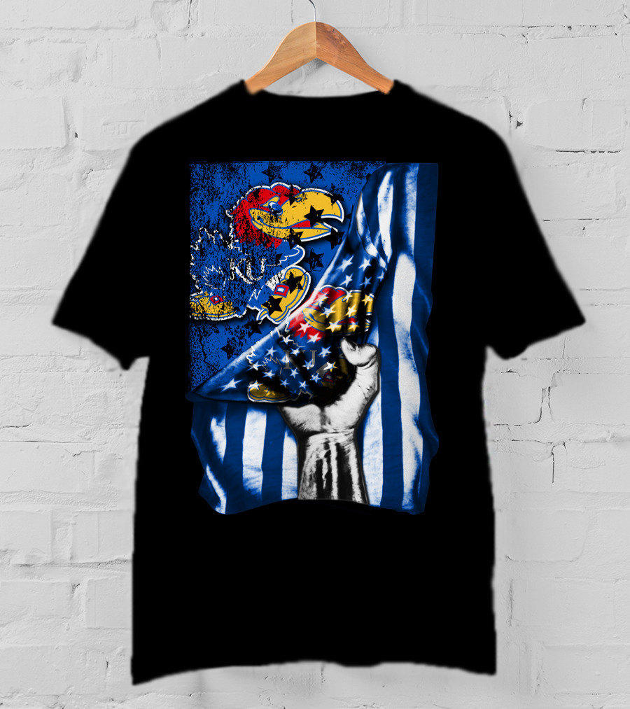 Kansas Jayhawks American Flag Dual T-Shirt