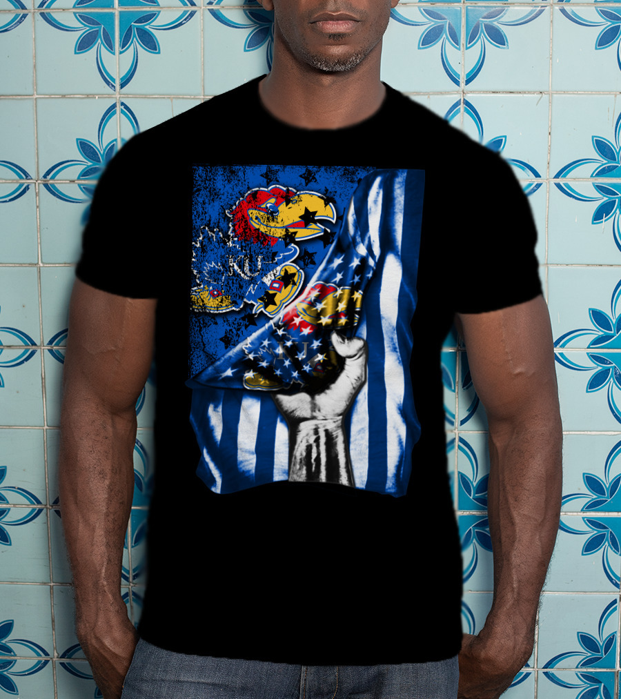 Kansas Jayhawks American Flag Dual T-Shirt